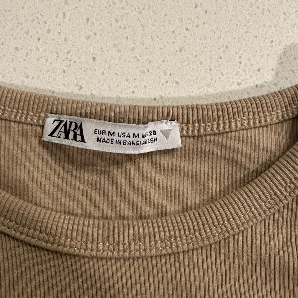 Zara Tan Ribbed Tank Top